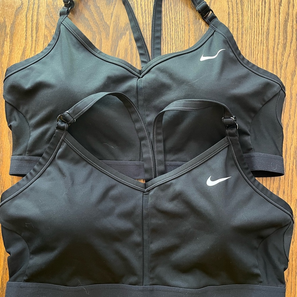 Nike Black Dri-fit Indy Racer Back Light Support Padded Sports Bra Set of 2